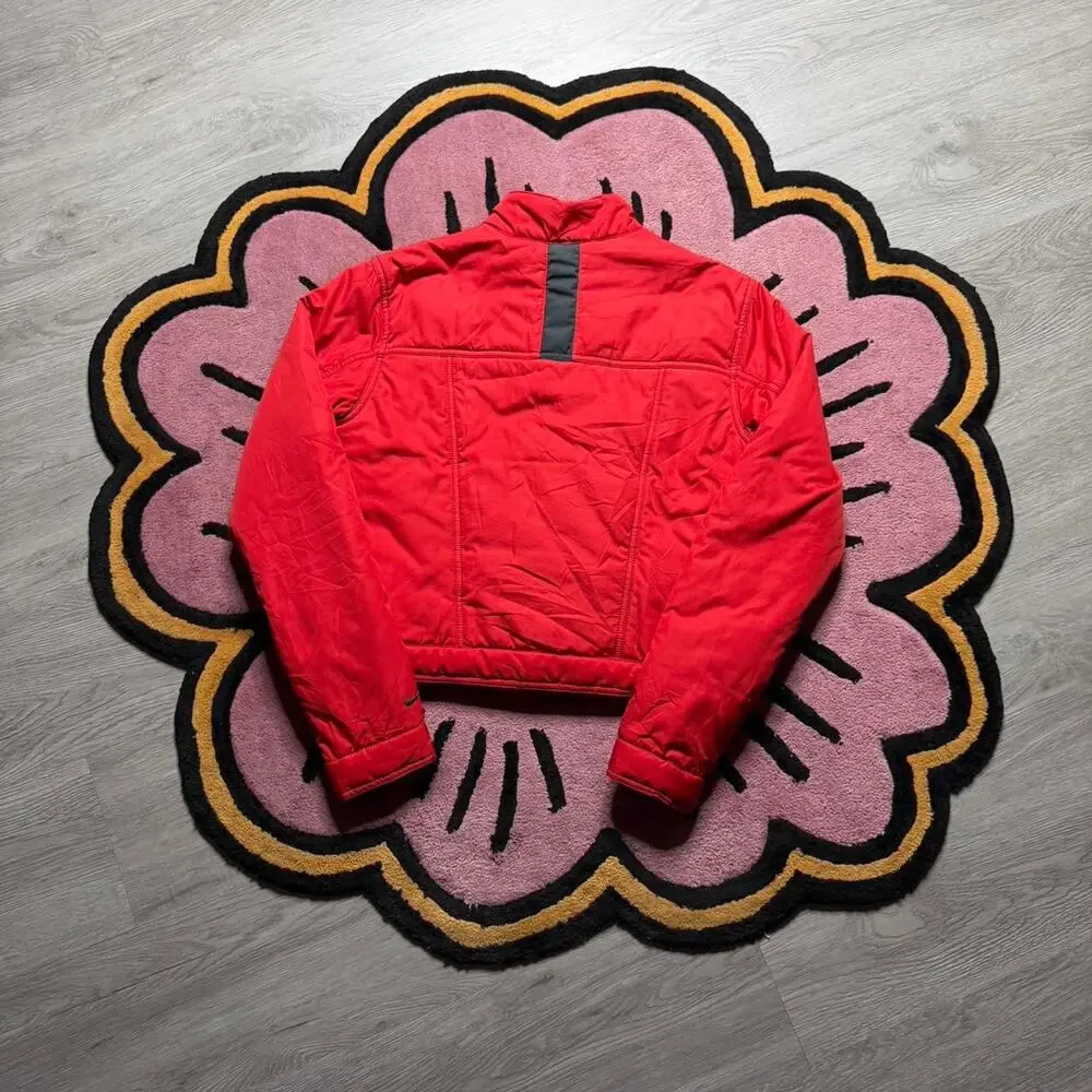 Vintage Y2K Nike Quilted Fleece Lined Embroidered Trucker Jacket Medium Women's
